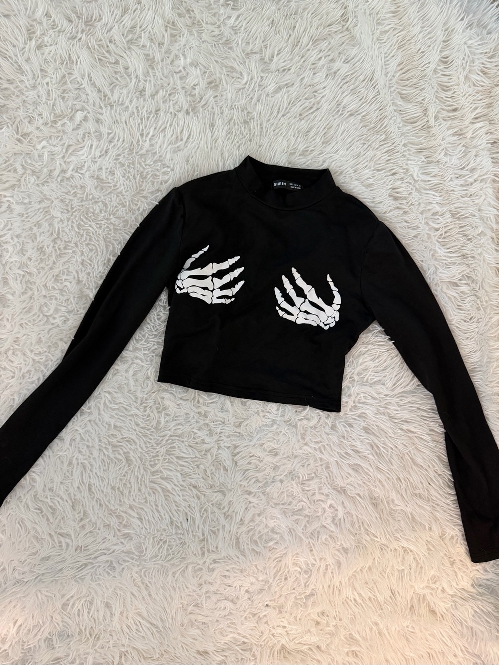 SHEIN Size S Sexy Halloween Skeleton Hands Long Sleeve Crop Top